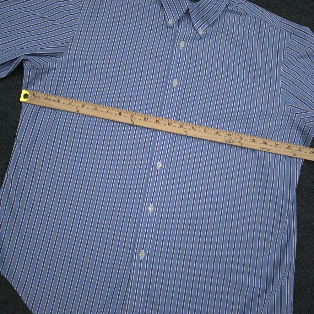 Lauren Ralph Lauren Mens‎ 16.5 34/35 Blue Striped Classic Fit Button Down Shirt